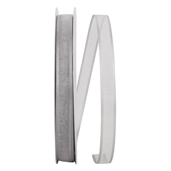 Reliant Ribbon 0.625 in. 100 Yards Sheer Satin Edge Value Ribbon, Silver 25765-070-03C